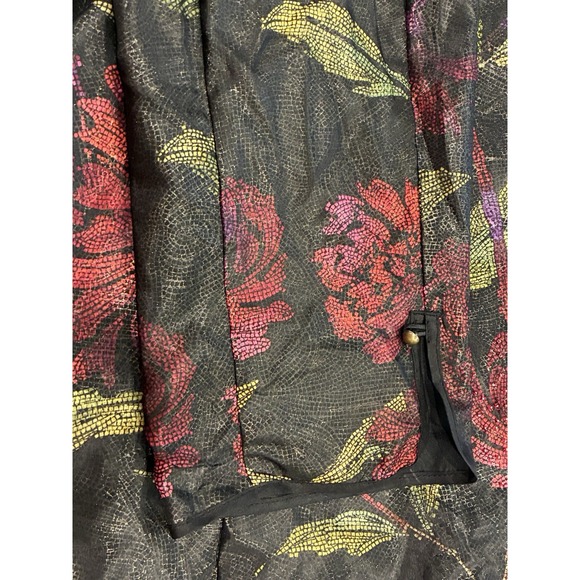Chico's 100% Silk Asian Inspired‎ Beaded Floral Jacket Womens XL Black Career - Picture 7 of 12